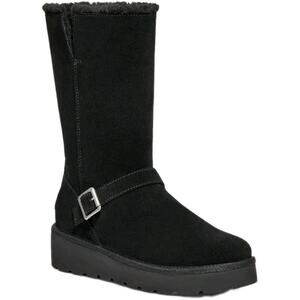 Koolaburra by UGG Kelissa Tall Boots Womens 8 Black Suede Wedge Faux Fur Zip